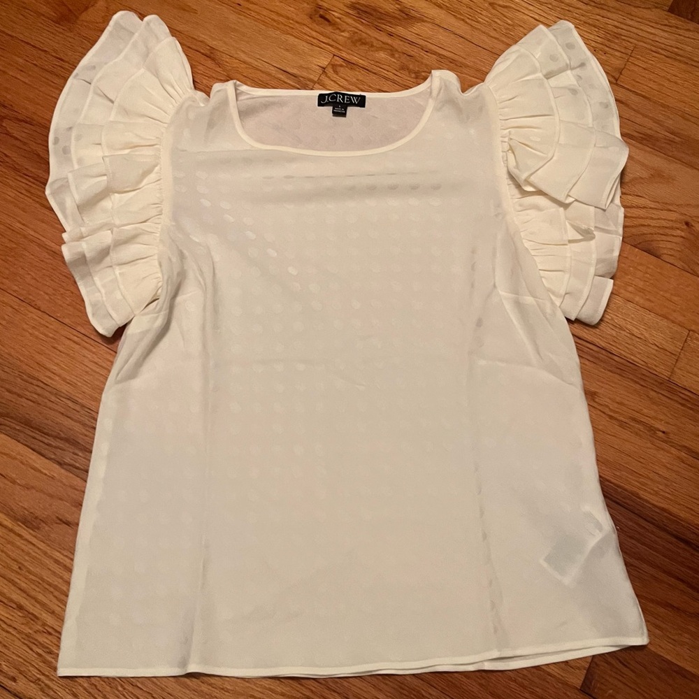 NWOT Jcrew Ruffle-sleeve top - Picture 2 of 4